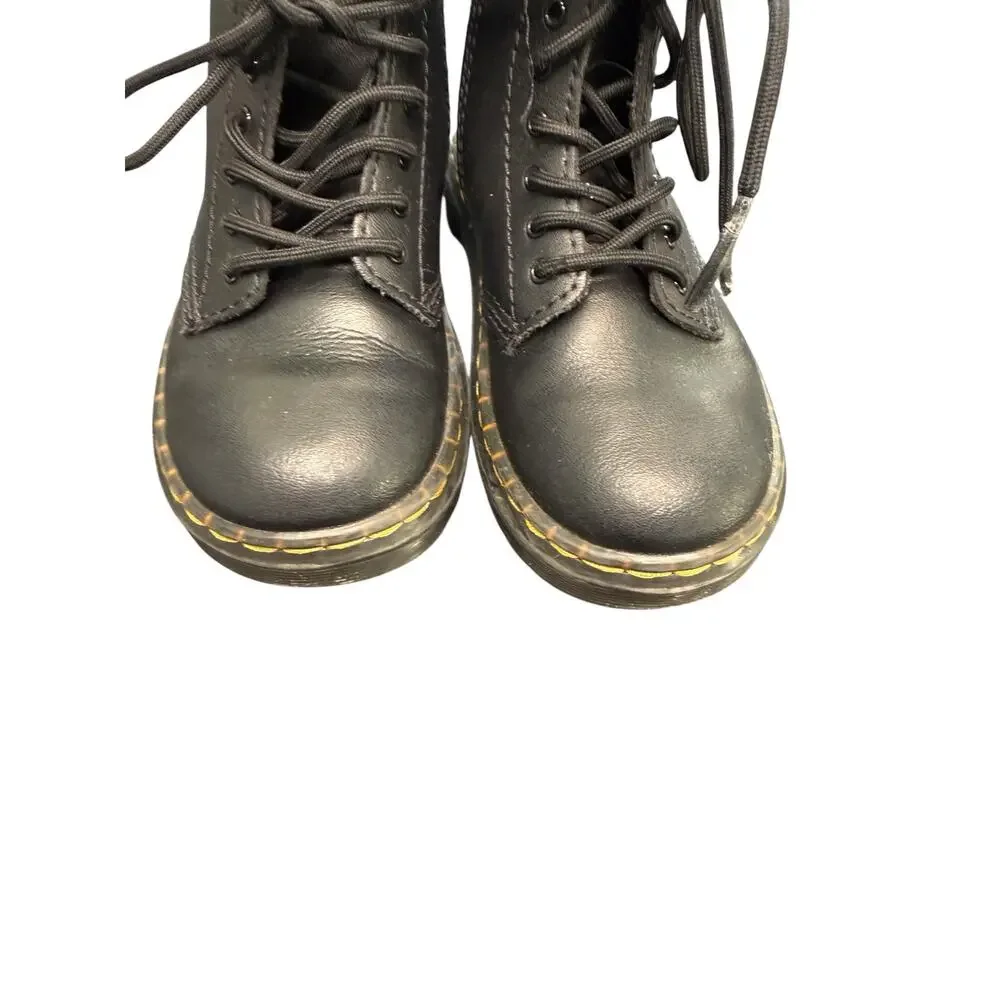 Dr. Martens 1460‎ Black Kids Girls Zip Up Leather Lace Up Comat Boots Size 10